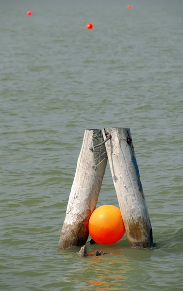 Bouées Sur Lac Neusiedl Podersdorf Burgenland Autriche — Photo