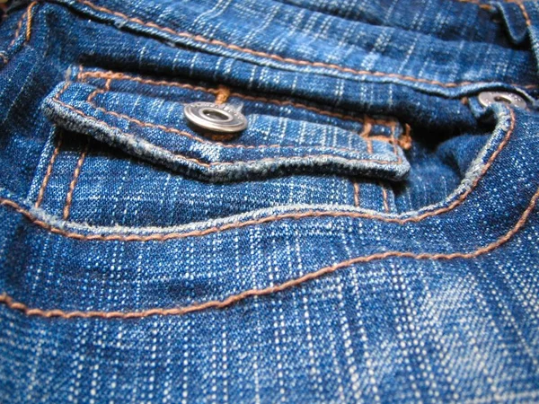 Blue Jeans Tasche Mit Nähten — Stockfoto