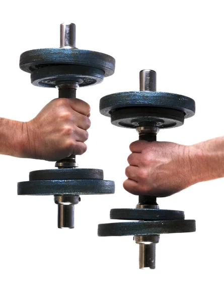 Man Hand Dumbbell Isolated White — Stock Photo, Image