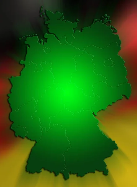 Zielona Mapa Świata Flagą Kraju — Zdjęcie stockowe