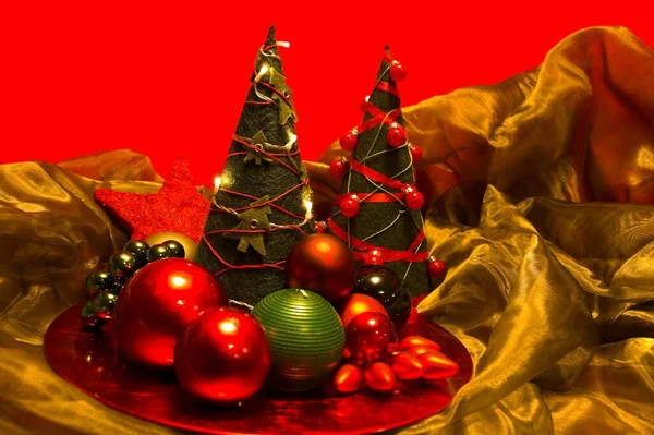 Karácsonyi Dekoráció Háttérben Közelről — Stock Fotó
