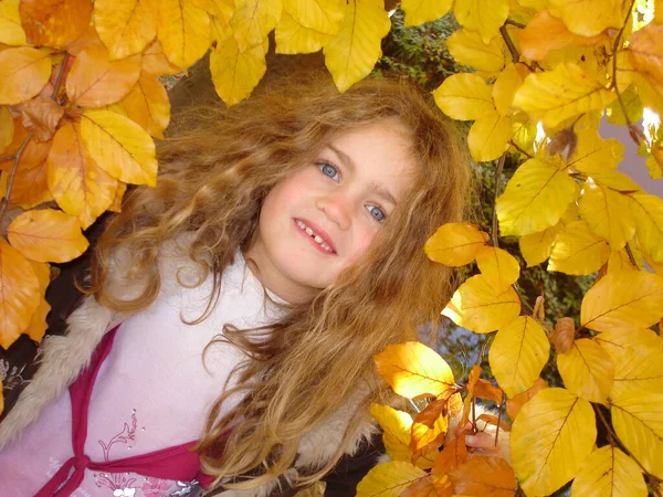 Piękna Dziewczyna Jesiennym Parku — Zdjęcie stockowe