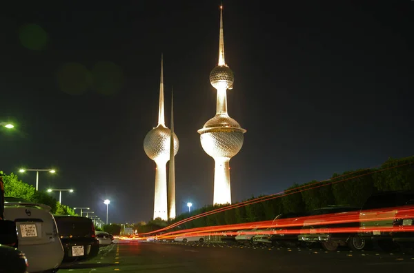 Kuveyt Şehri Kuveyt Kulelerinden Gece Görüntüsü — Stok fotoğraf