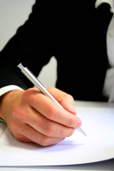 Businessman Writing Notebook — Stock Photo, Image