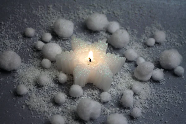 Candle Snow — Stock Photo, Image