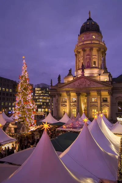 Mercado Natal Christmas Magic Gendarmenmarkt Berlim Mitte Fundo Catedral Alemã — Fotografia de Stock