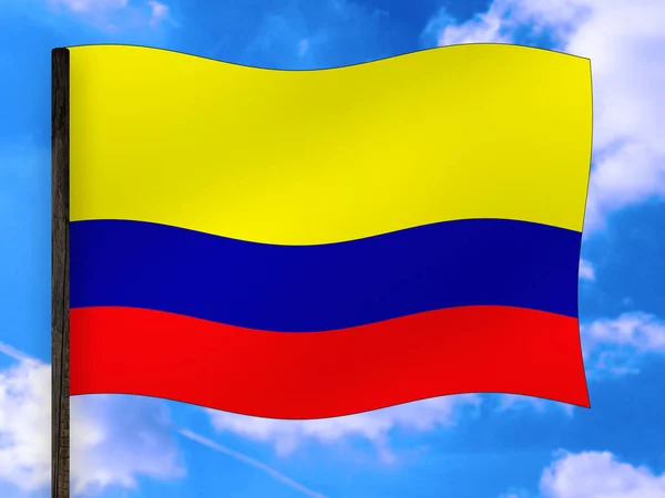 Bandera Colombia Con Cielo Azul Ilustración — Foto de Stock