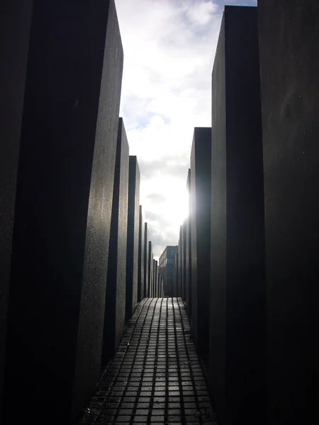 Atmosfera Esmagadora Memorial Holocausto Berlim Hotly Debatido Mas Grande Monumento — Fotografia de Stock