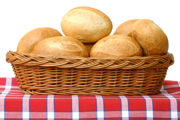 Mand Met Brood Tarwe Een Witte Achtergrond — Stockfoto