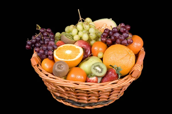 Sortiment Exotiska Frukter Och Grönsaker Svart Bakgrund — Stockfoto