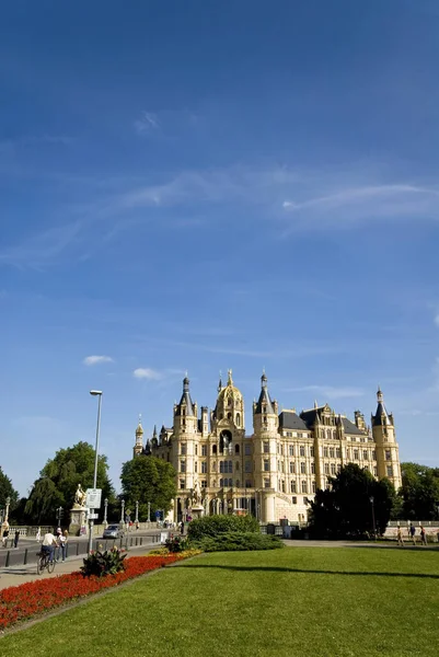 Schwerin Castle Built Artificial Island Schweriner See Site Obotritenburg — Stock Photo, Image