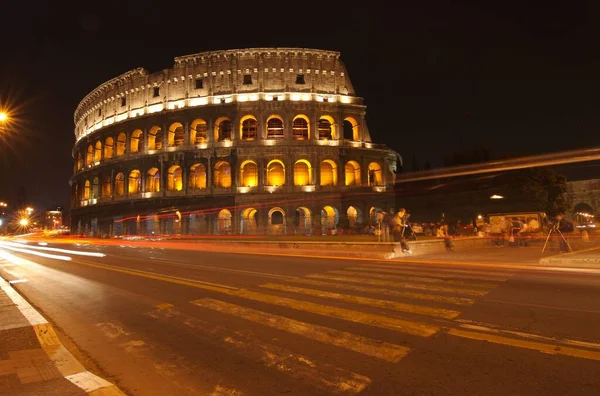 Rom Italien Nattutsikt Över Colosseum — Stockfoto