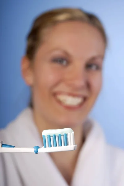 Zahnhygiene Zahnbürstenpflege Der Zähne — Stockfoto
