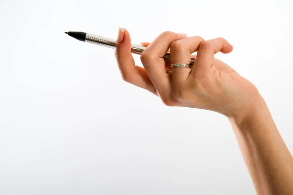 Ręczny Długopis Napis Białym Tle Obraz Stockowy