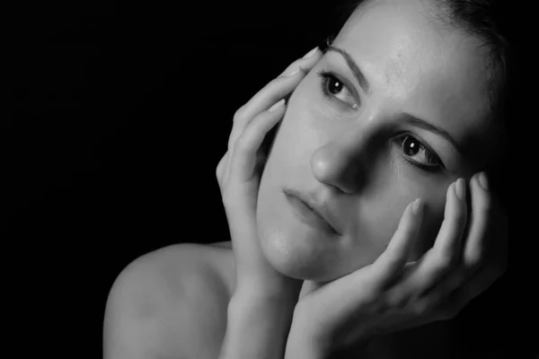 Jovem Mulher Retrato Pensativo — Fotografia de Stock