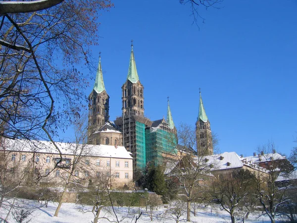 Cathédrale Bamberg Dans Neige — Photo