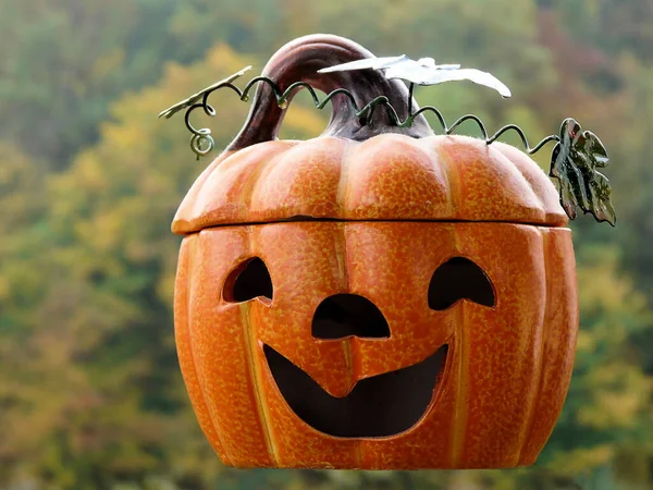Halloween Pumpa Med Svart Bakgrund — Stockfoto