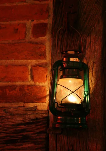 Old Lantern Wooden Background — Stock Photo, Image