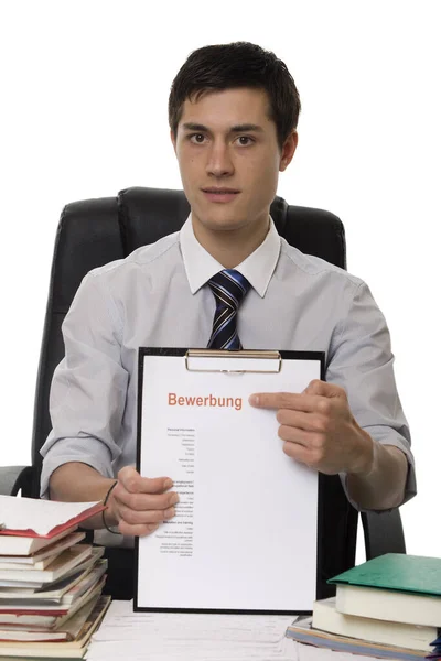 Businessman Holding Document Clipboard — Stock Photo, Image