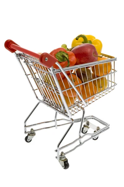 Shopping Trolley Fruit Vegetables — Stock Photo, Image