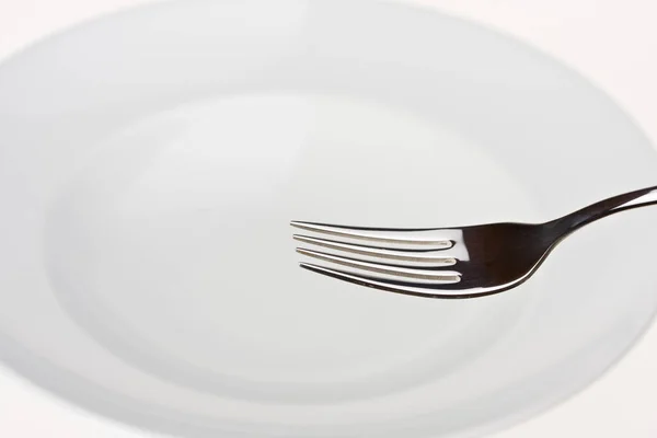 Fork White Plate — Stock Photo, Image