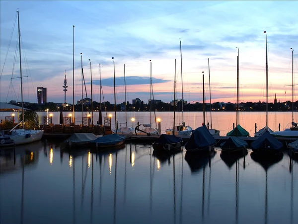 Barco Luz Noche — Foto de Stock