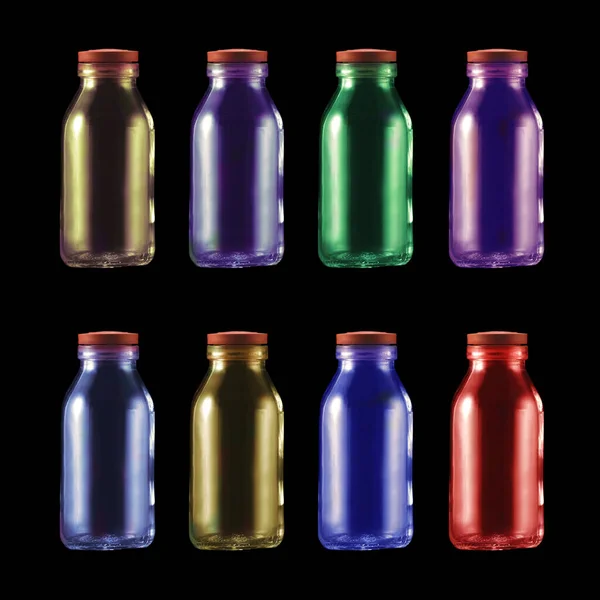 Bottiglie Vetro Colorato Vino — Foto Stock