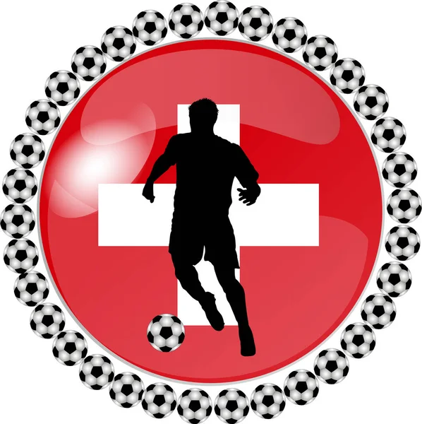 Jugador Fútbol Botón Suiza — Foto de Stock