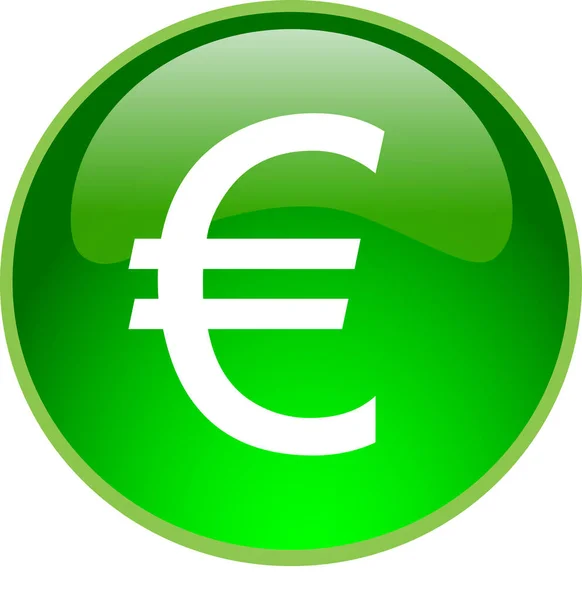 Przycisk Zielony Euro — Zdjęcie stockowe