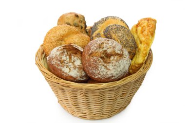 fresh baked bread in basket clipart