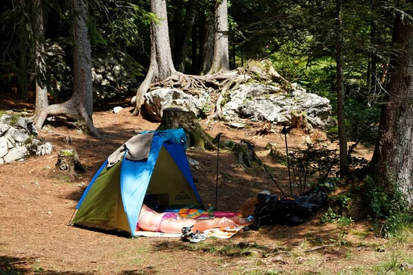 Campingtält Skogen — Stockfoto