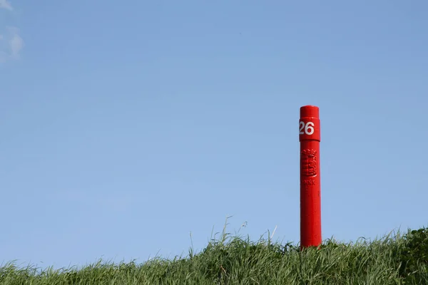 Roter Feuerhydrant Auf Dem Feld — Stockfoto