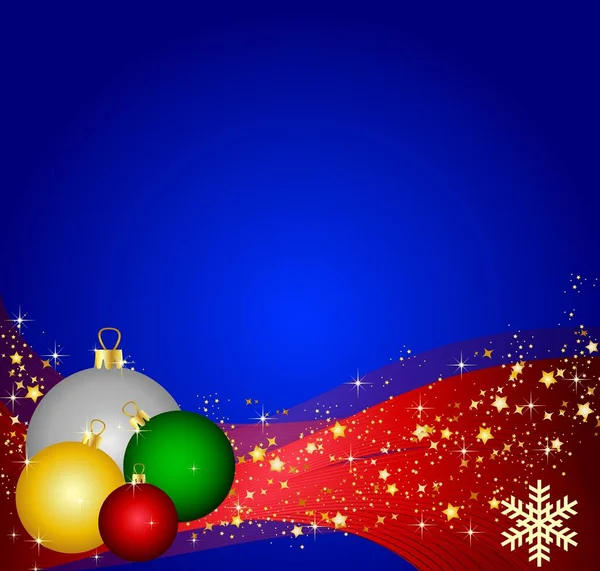 Sfondo Blu Con Albero Natale Bagattelle — Foto Stock