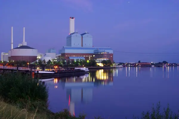 Industrial Factory Power Plant Blue Sky Background — Stock Photo, Image