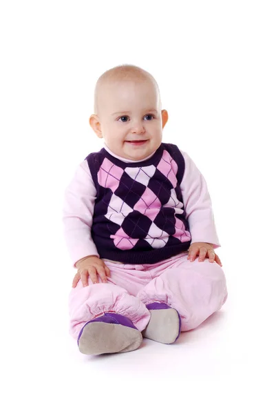 Cute Baby Girl Sitting Floor — Stock Photo, Image