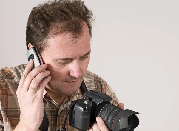 Homem Com Câmera Telefone — Fotografia de Stock