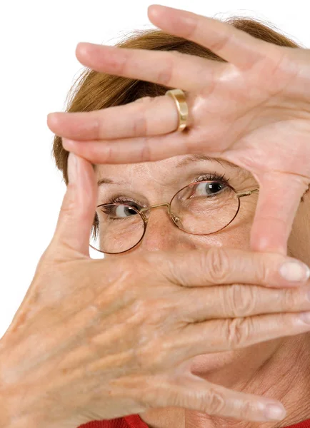 Senior Woman Hand Frame — Stock Photo, Image