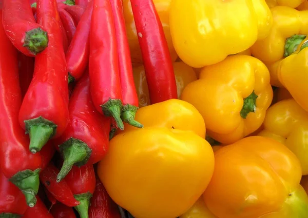 fresh red and yellow peppers