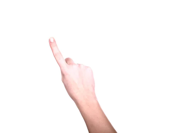 Ręka Pustym Pustym Ekranem Izolowanym Białym Tle — Zdjęcie stockowe