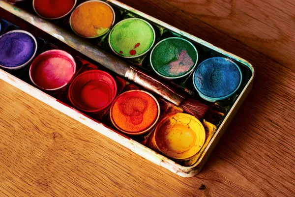Coloridas Pinturas Pinceles Para Pintar — Foto de Stock