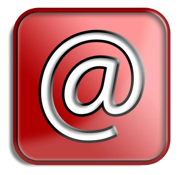 Значок Електронної Пошти Ізольовано Червоному Тлі — стокове фото