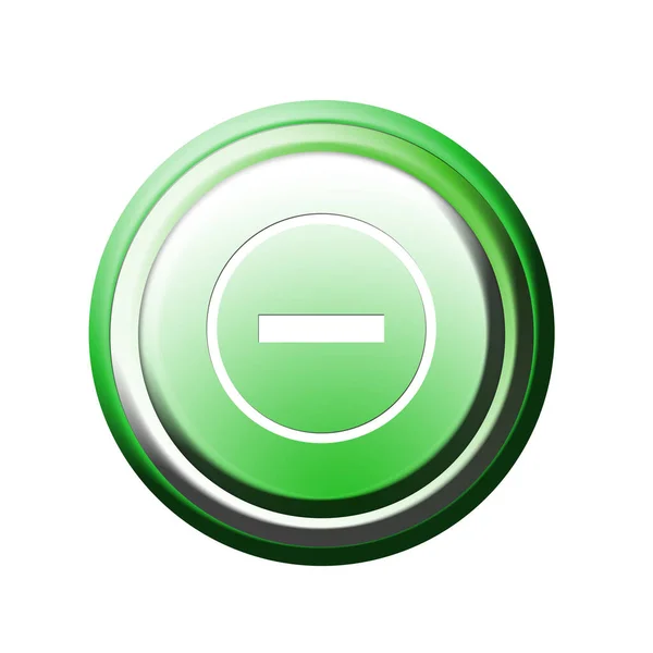 Zelené Kulaté Tlačítko Znaménkem — Stock fotografie
