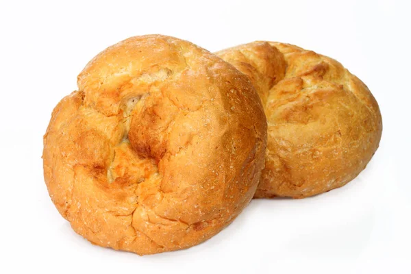Färska Bakade Croissanter Isolerad Vit Bakgrund — Stockfoto