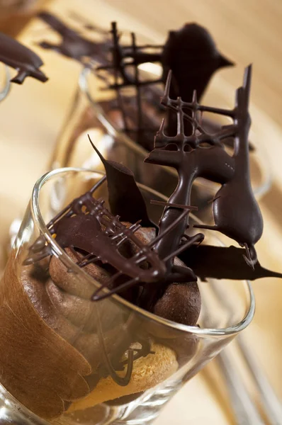Мусс Шоколадом Стекле — стоковое фото