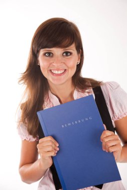 Young woman with application folder clipart