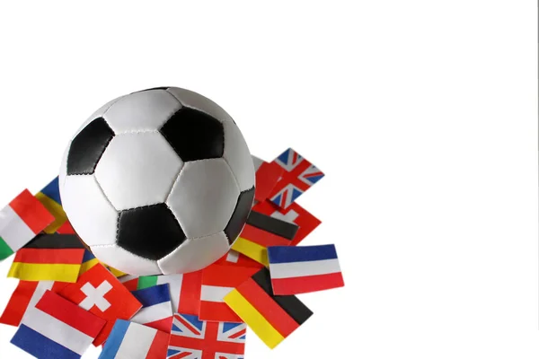 Fotboll Med Flaggor Ryssland Och England — Stockfoto