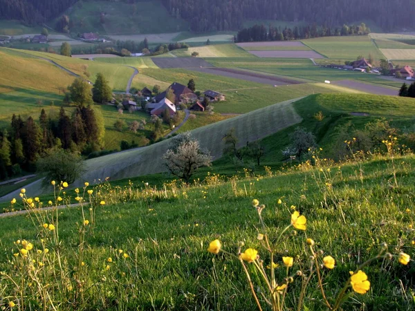 Vista Sulle Montagne Nella Valle Della Città Monti Sibillini — Foto Stock