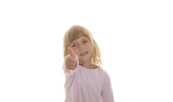 Маленька Дівчинка Показує Великі Пальці Вгору — стокове фото