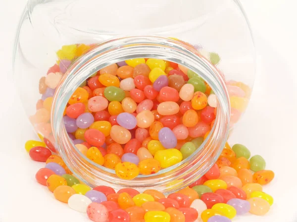 Colorful Jelly Candies Glass Jar White Background — Stock Photo, Image