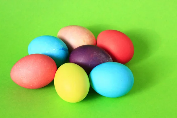 Siete Coloridos Huevos Pascua — Foto de Stock